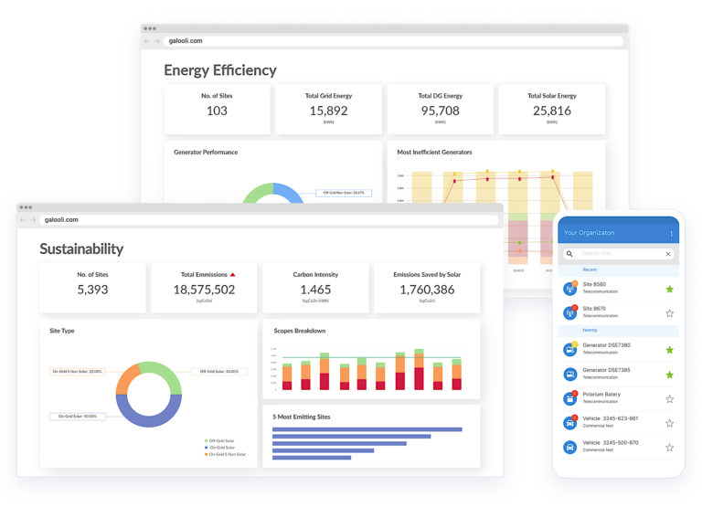Galooli energy monitoring and management platform both on web and mobile platforms