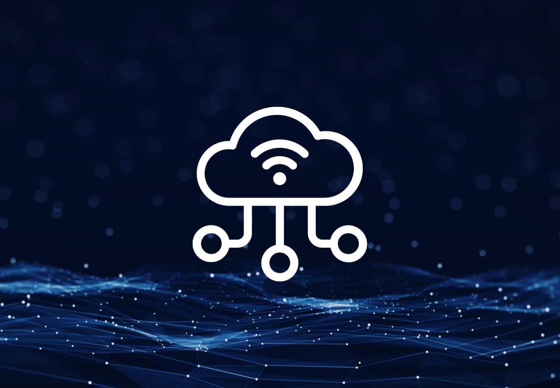 Cloud computing symbol overlaying interconnected nodes